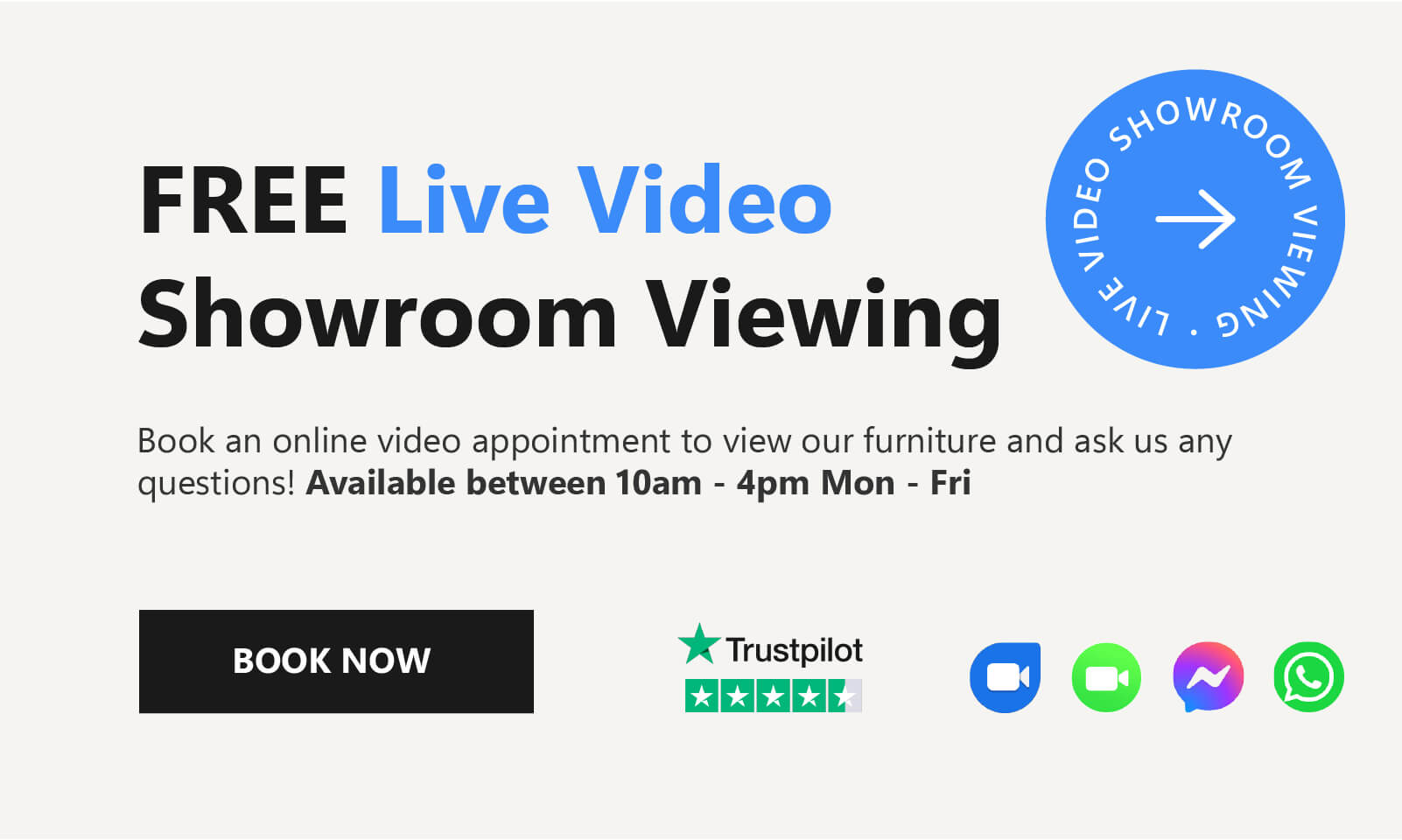 FREE Personalised Virtual Live Video Viewing at Designer Sofas 4U