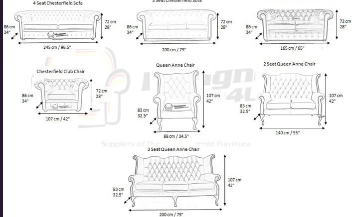 Chesterfield sofa dimensions