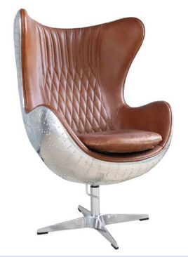 Aviator Aviation Swivel Aluminium Vintage Tan Distressed Leather Armchair