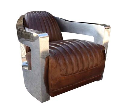 Aviator Luxury Vintage Retro Distressed Tobacco Brown Leather Armchair