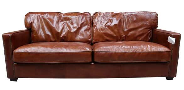 Battersea Vintage Tan Distressed Leather 3 Seater Sofa