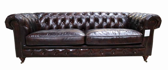 Chesterfield Berlin Vintage Tobacco Brown Leather Sofa