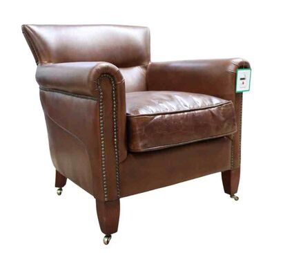 Classic Distressed Brown Leather Armchair
