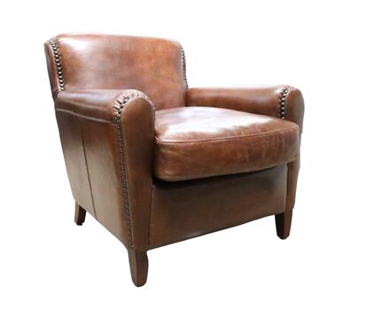 Eccentric Vintage Distressed Brown Leather Club Chair