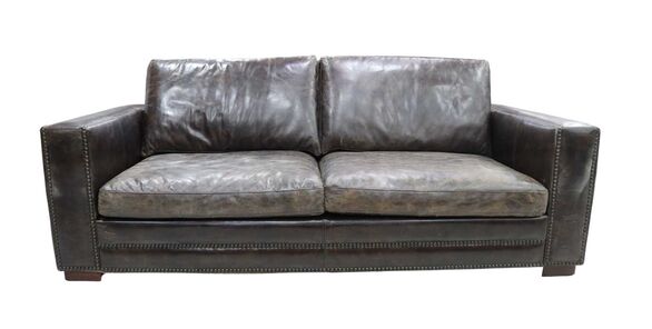 George Vintage Tobacco Brown Distressed Leather Settee Sofa
