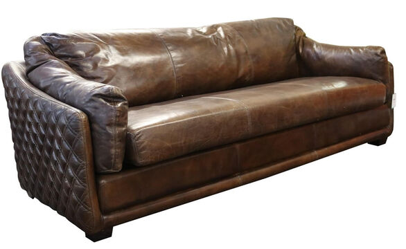 Hudson Vintage Retro 3 Seater Distressed Brown Leather Settee Sofa