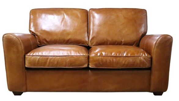 Mikado Vintage Retro Distressed Leather 2 Seater Sofa
