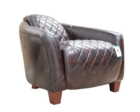Quilted Tobacco Vintage Distressed Leather Tub Chair