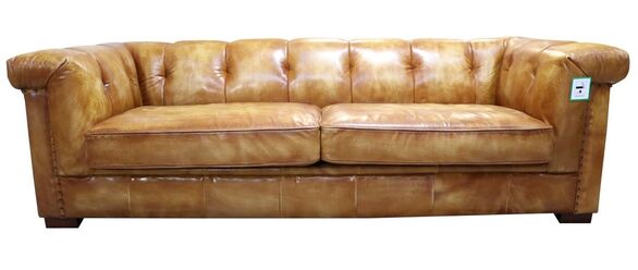 Somerset Chesterfield Wash Tan Vintage Retro Leather Settee Sofa