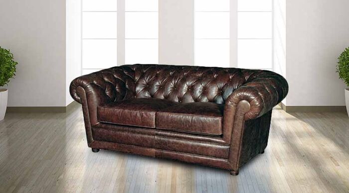 Chamberlain Leather Chesterfield 2 Seater Sofa Settee