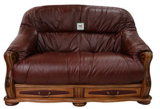 Belgium 2 Seater Italian Leather Sofa Burgandy