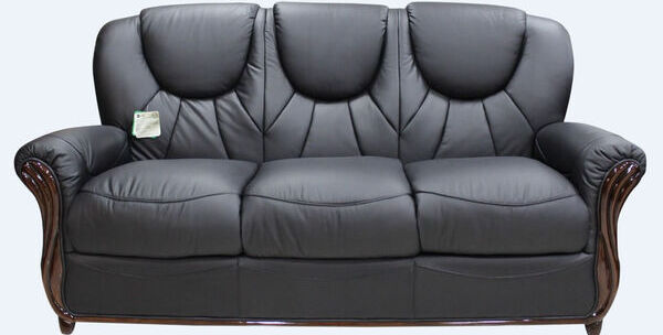 Lucca Genuine Italian Leather 3 Seater Sofa Settee Black