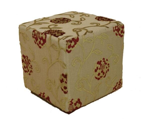 Footstool Pouffe Cube Fabric Velvet Viscose Mandarin Gold