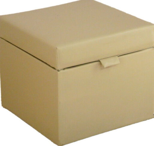 Opener Footstool / Ottoman with Storage Cream Faux Leather