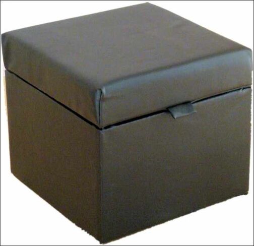 Opener Footstool / Ottoman with Storage Black Faux Leather