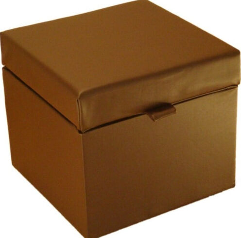 Opener Footstool / Ottoman with Storage Brown Faux Leather