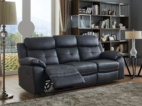 Toronto Reclining 3 Seater Grey Leather Sofa