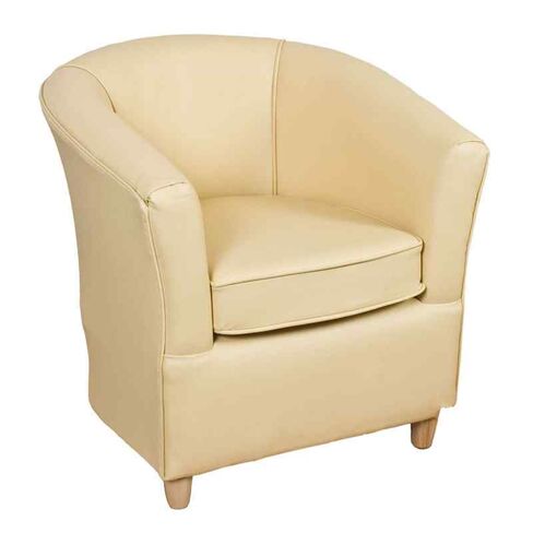 Leather Bucket Tub Chair Cream
