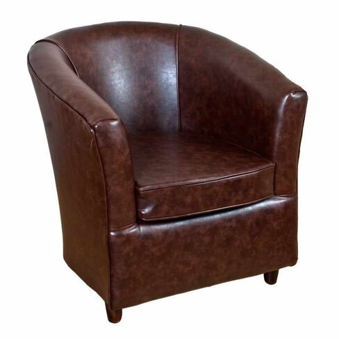 Leather Bucket Tub Chair Mahogany