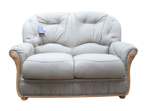 Debora 2 Seater + Armchair Genuine Italian Light Grey Leather Sofa Suite