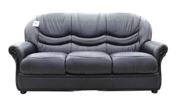 Florence Genuine Italian Leather 3 Seater Sofa Settee Black