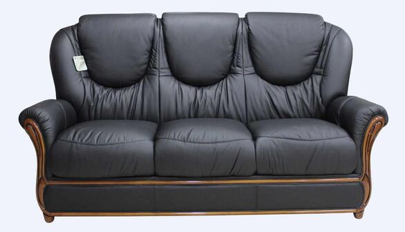 Juliet 2 Seater Black Italian Leather Sofa