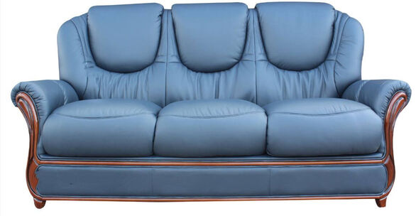 Juliet Genuine Italian Leather 3 Seater Sofa Settee Navy Blue