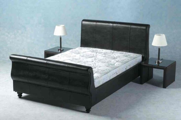 Monarch Sleigh Double Leather Bed