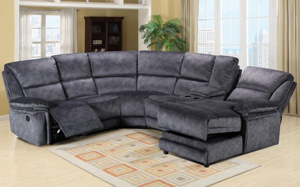 Hampton 2 Seater Reclining Sofa With Cupholder Charcoal Grey Leather