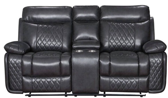 Hampton Reclining 2 Seater Sofa Charcoal Grey Leather