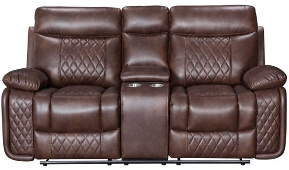 Hampton 2 Seater Reclining Sofa With Cupholder Tan Leather