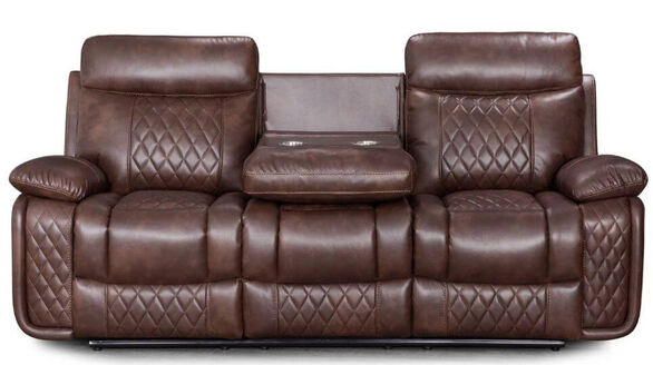 Hampton 2 Seater Reclining Sofa With Cupholder Tan Leather