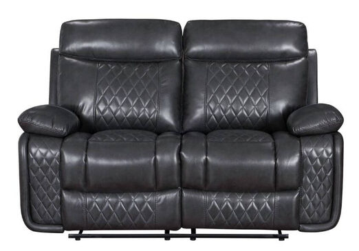 Hampton 2 Seater Reclining Sofa With Cupholder Charcoal Grey Leather