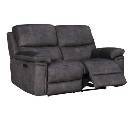 2 Seater Reclining Sofa Grey Fabric Electric Sorrento