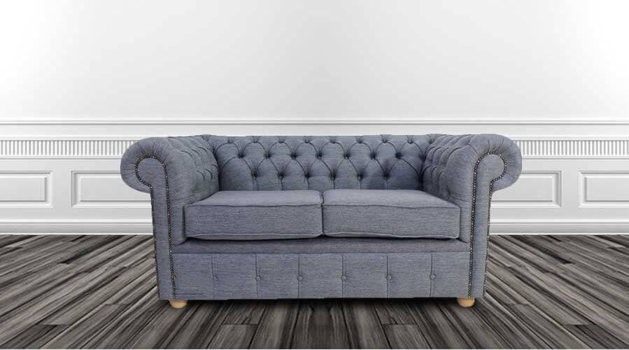chesterfield 2 seater settee zoe granite grey fabric sofa offer