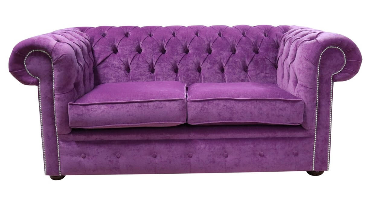 chesterfield 2 seater sofa pimlico grape fabric