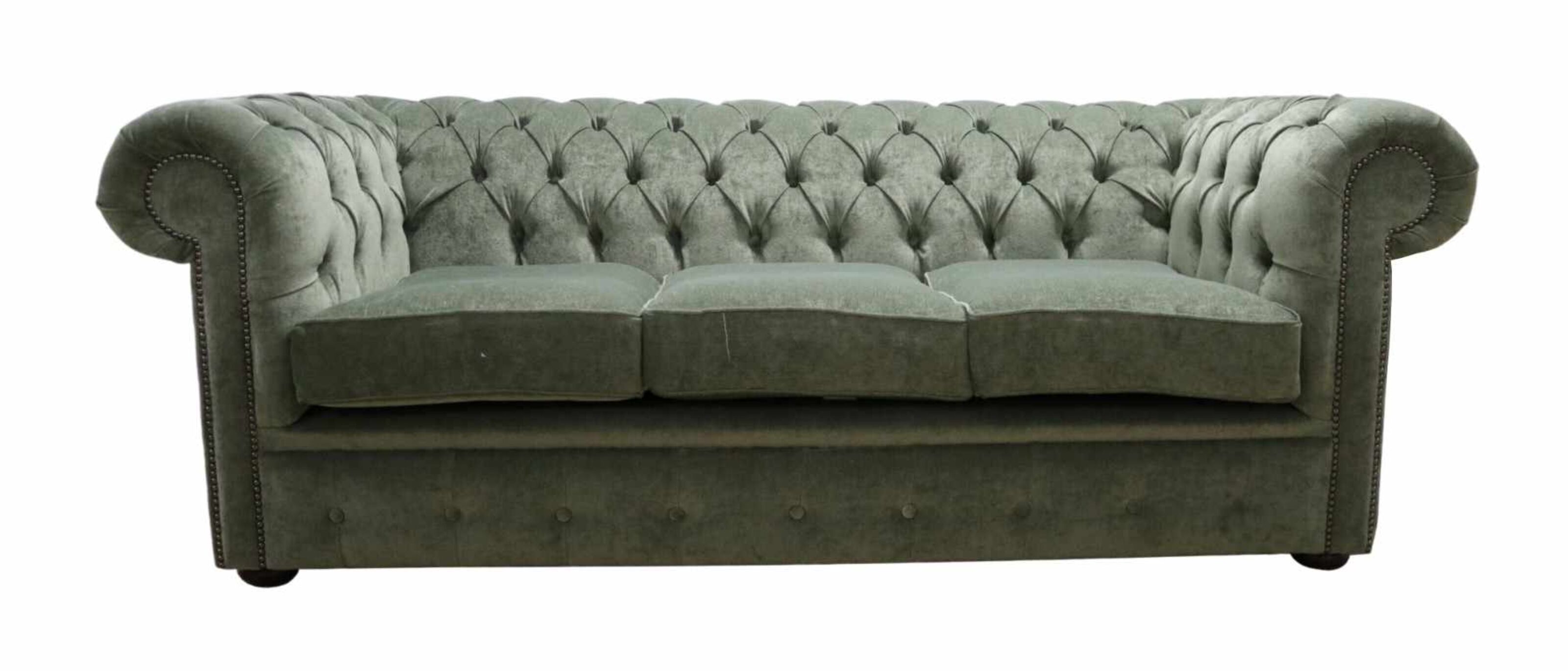 chesterfield 3 seater settee pimlico moss fabric sofa