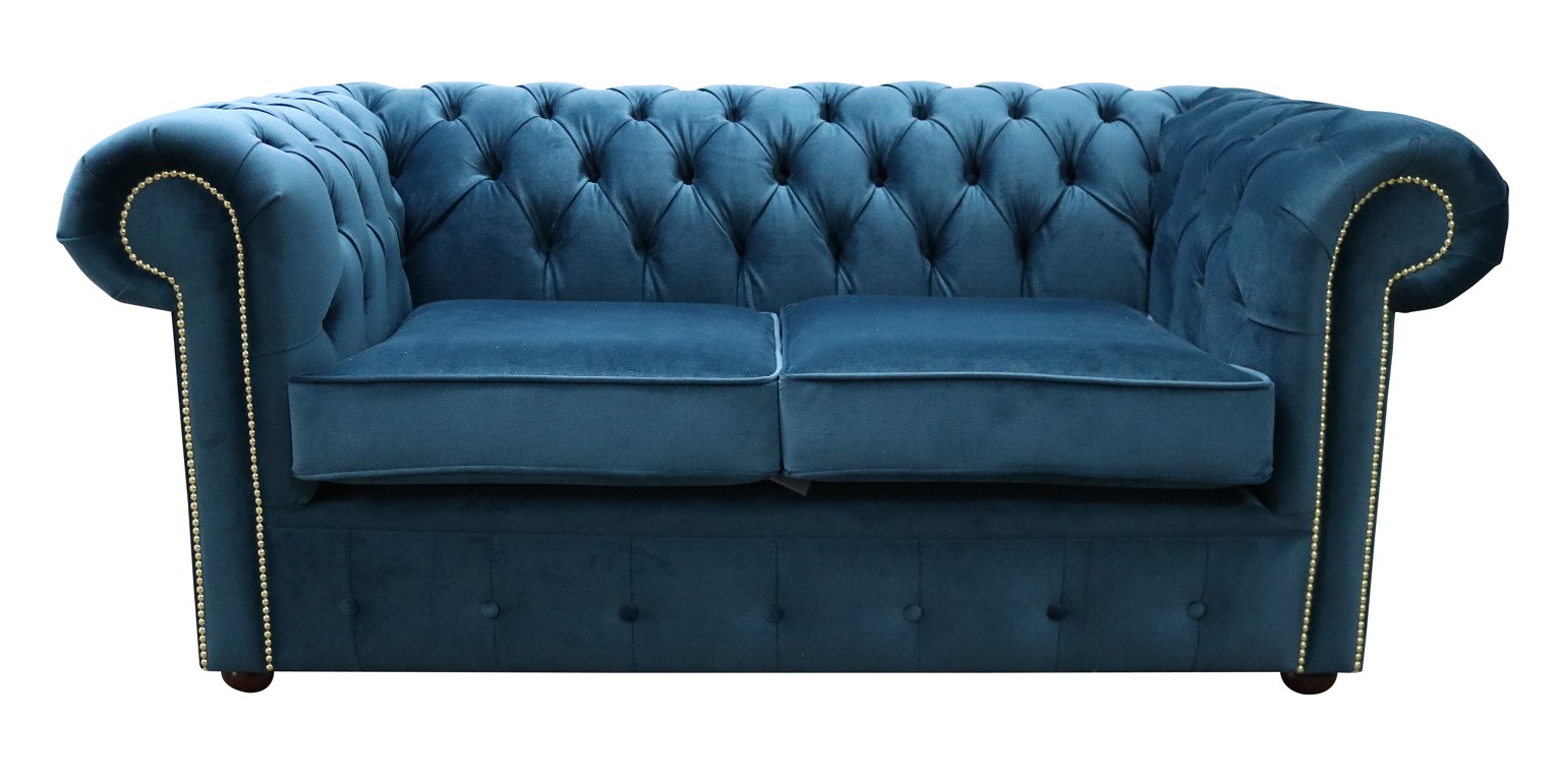 chesterfield blue velvet sofa