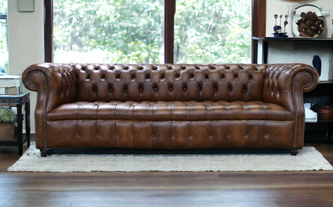 chesterfield darcy sofa settee 4 seater tan leather
