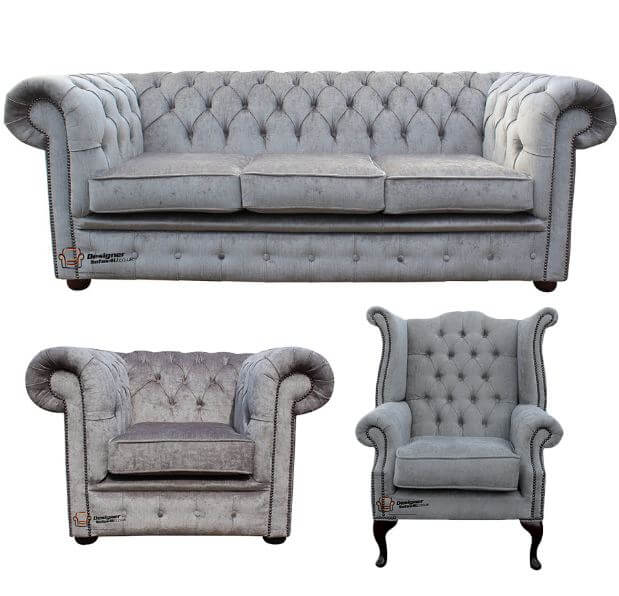 chesterfield perla illusions grey suite velvet