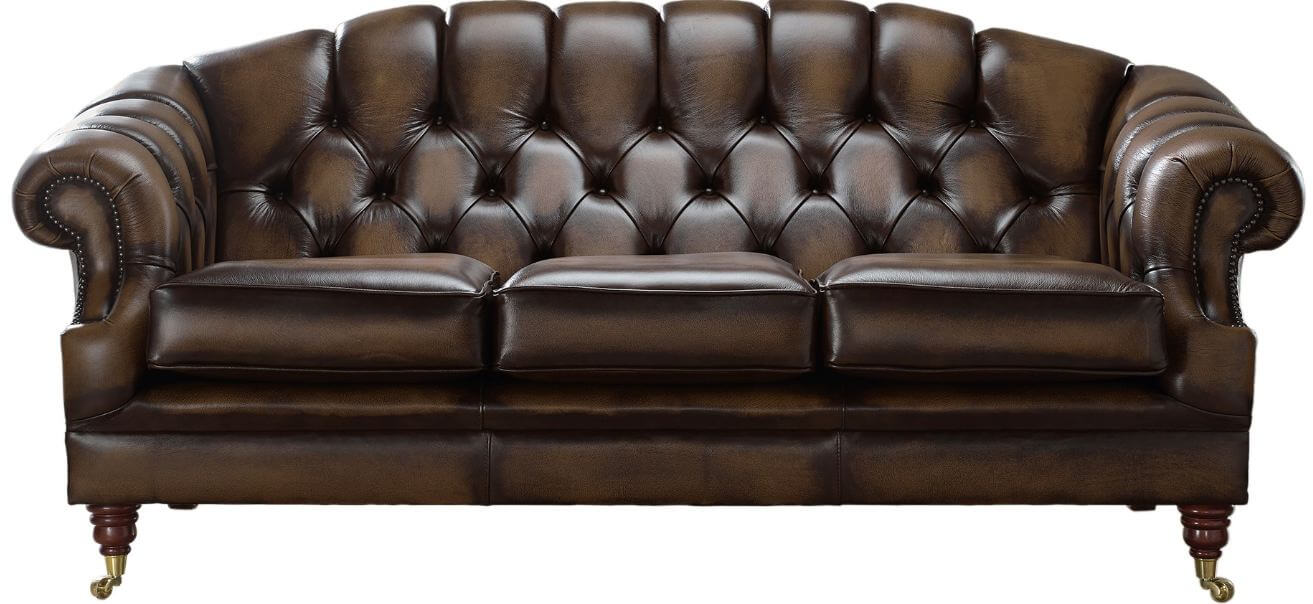 chesterfield victoria 3 seater sofa antique brown leather