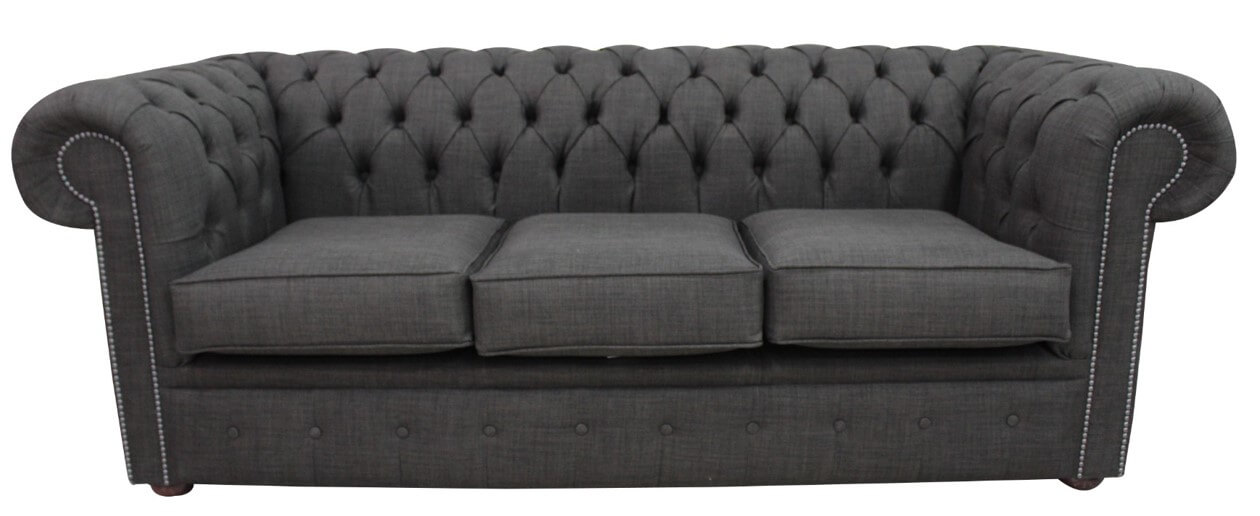 chesterfield 3 seater sofa settee charles linen charcoal fabric (1)