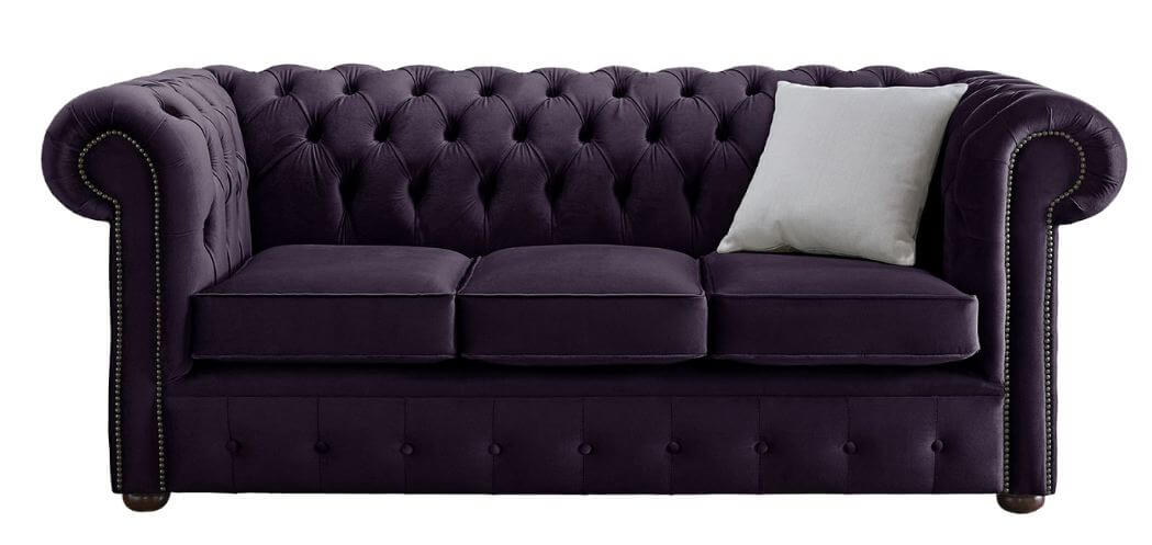 chesterfield velvet sofa malta amethyst