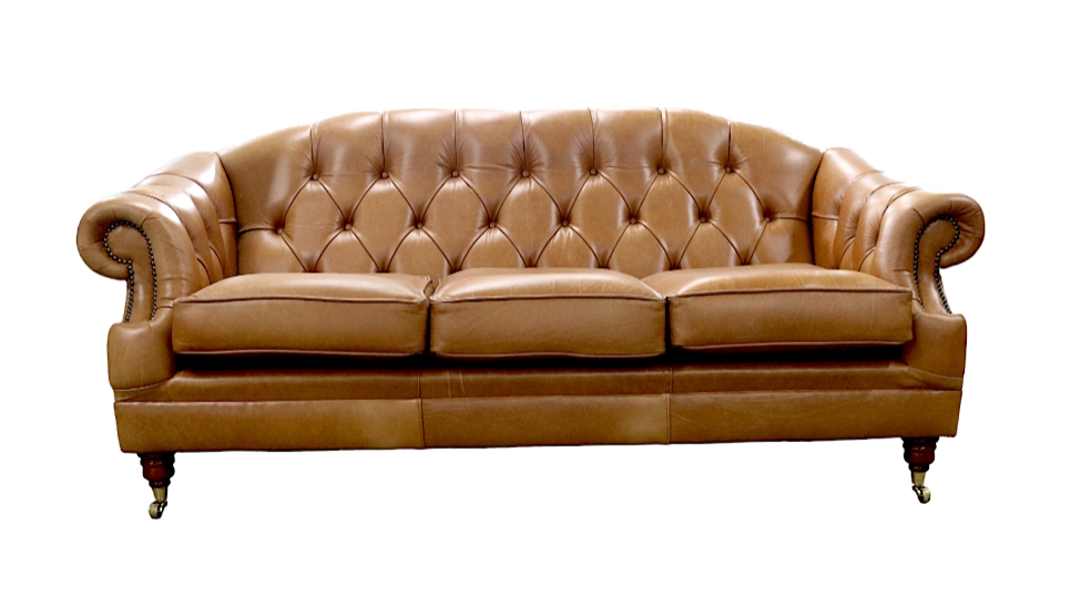 chesterfield victoria 3 seater leather sofa settee old english tan leather