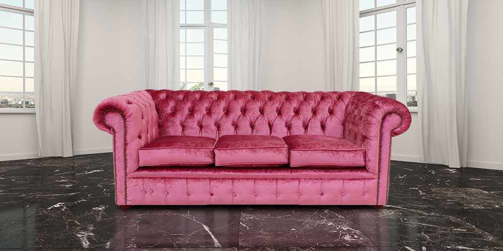 chesterfield 3 seater settee boutique rose velvet sofa offer