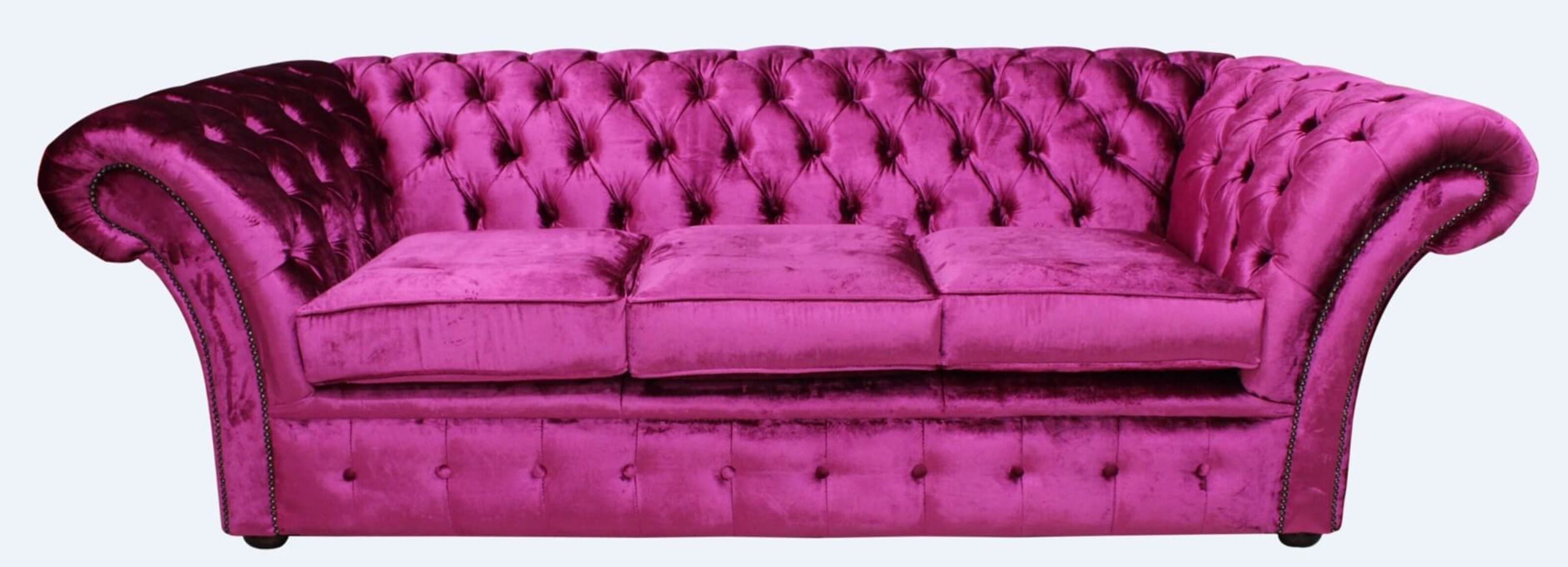 chesterfield balmoral 3 seater sofa settee fuchsia pink velvet