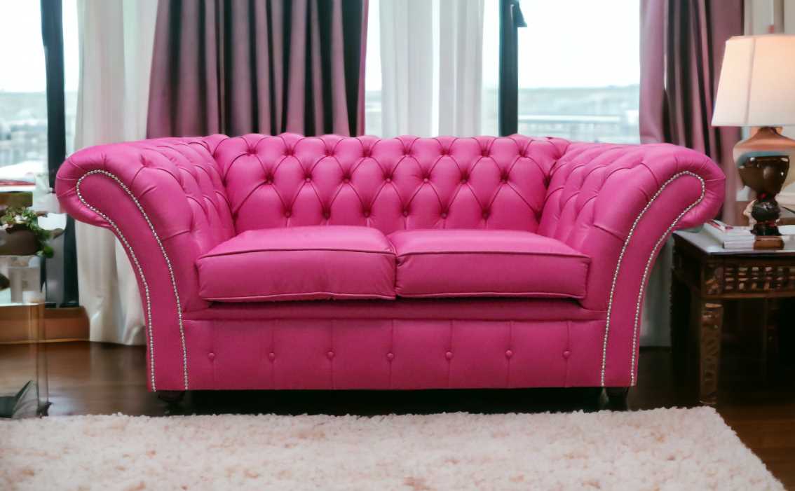 balmoral 2 seater sofa settee vele fuchsia pink leather
