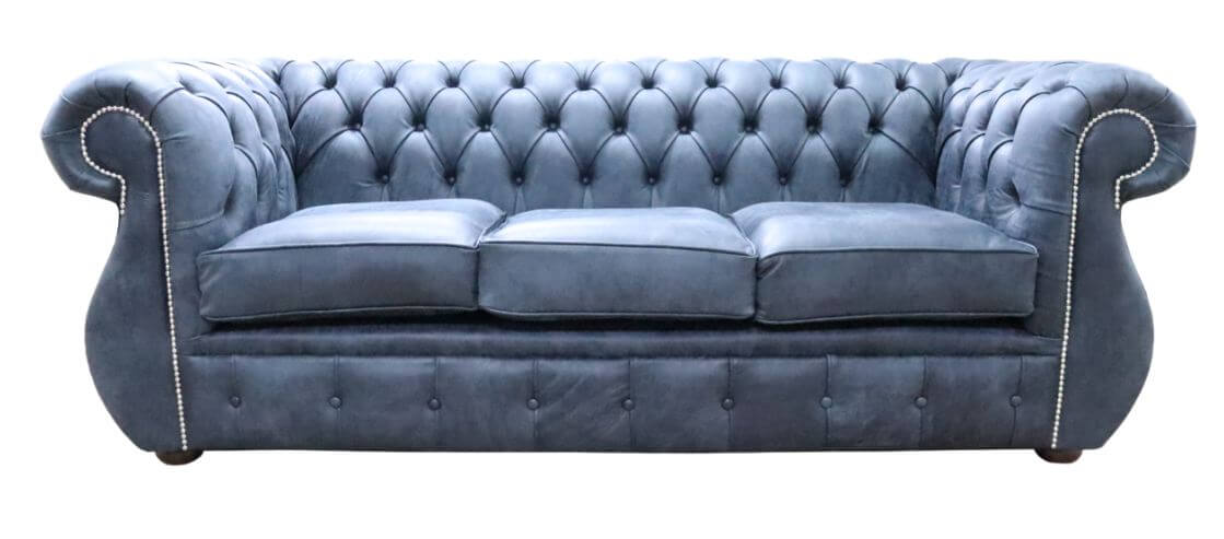 chesterfield kimberley 3 seater concrete black leather sofa offer