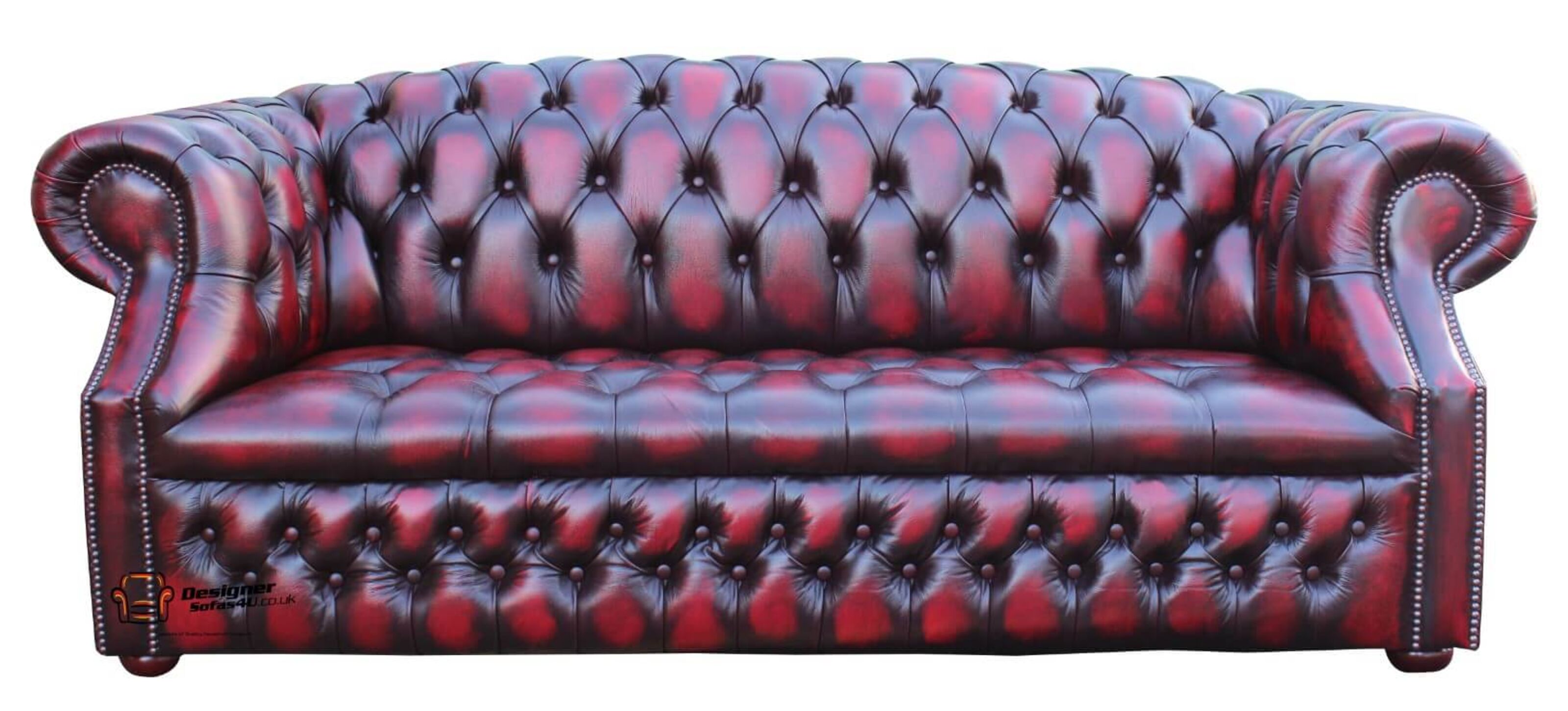 chesterfield thomas 3 seater sofa settee antique oxblood leather