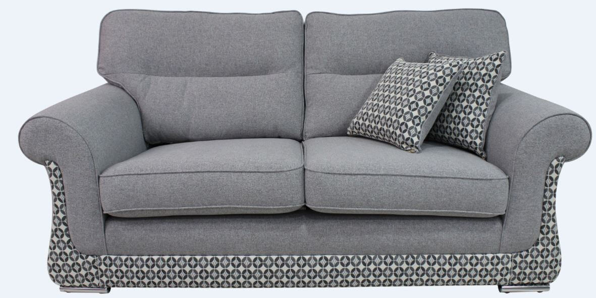 luna 3 seater fabric sofa settee halifax light grey fabric